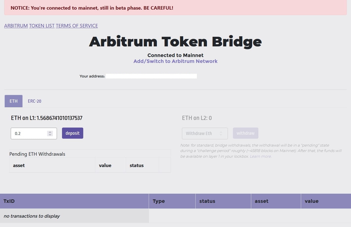 Arbitrum Bridge - Select Amount