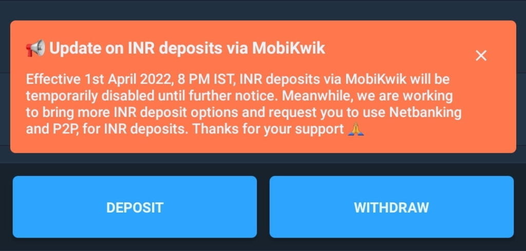 Mobikwik distances itself from India crypto exchanges support 22