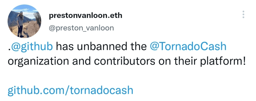 GitHub unbans crypto mixing platform Tornado Cash 2