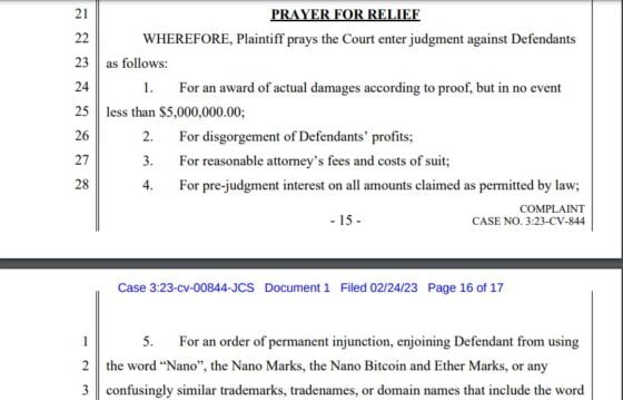 Nano coin team files lawsuit against Coinbase over trademark infringement 7
