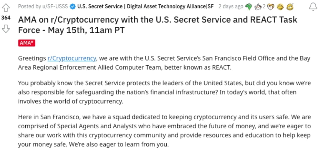 US Secret Service "REACT" says crypto can fight financial crime  8