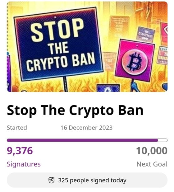 “Stop The Crypto Ban” petition gains worldwide momentum 12