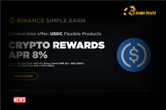 Binance Launches USDC Flexible Products, Offering Users Up to 8% APR Rewards