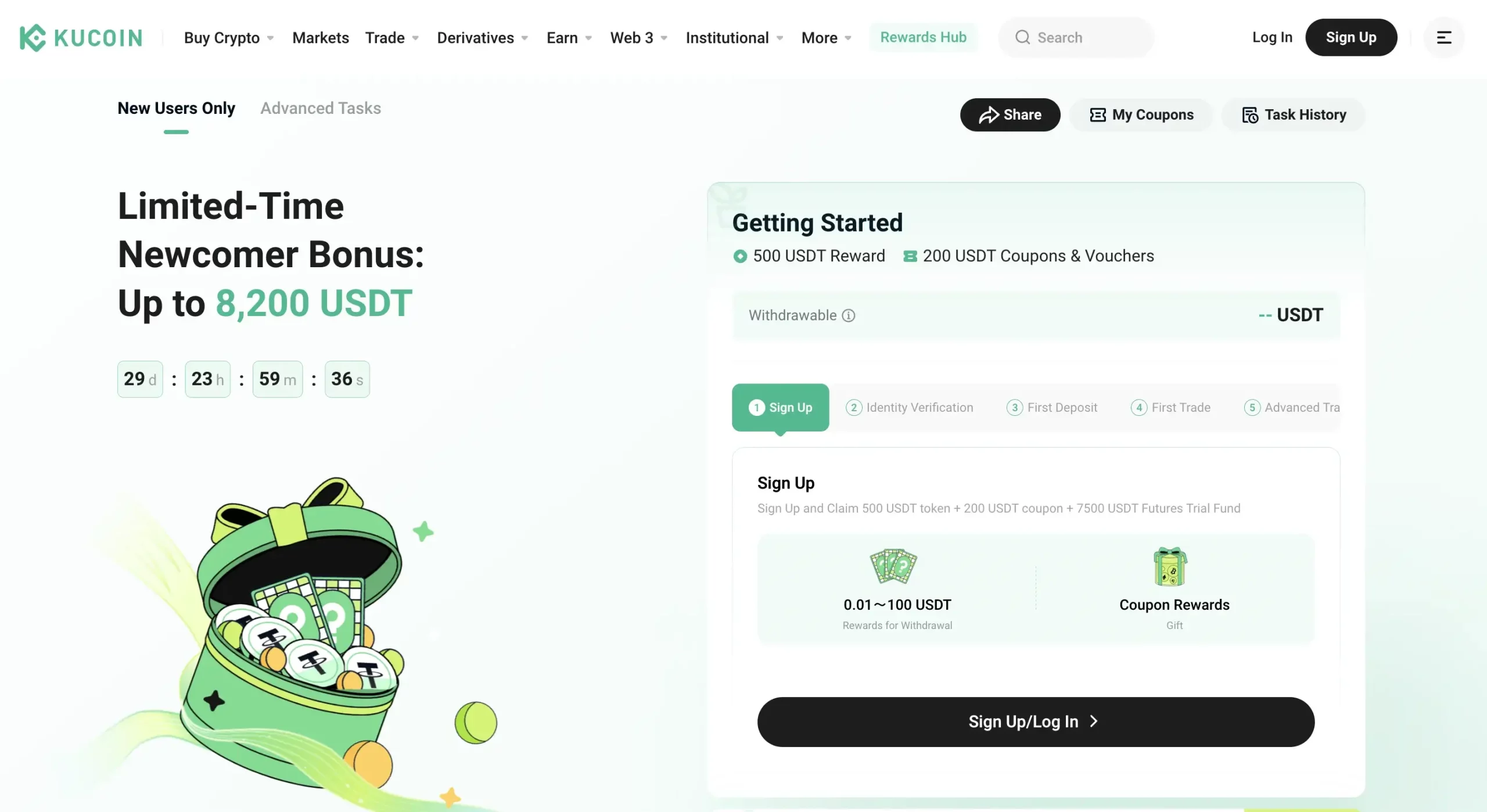 2. KuCoin - Earn Up to 8200 USDT in Crypto Rewards