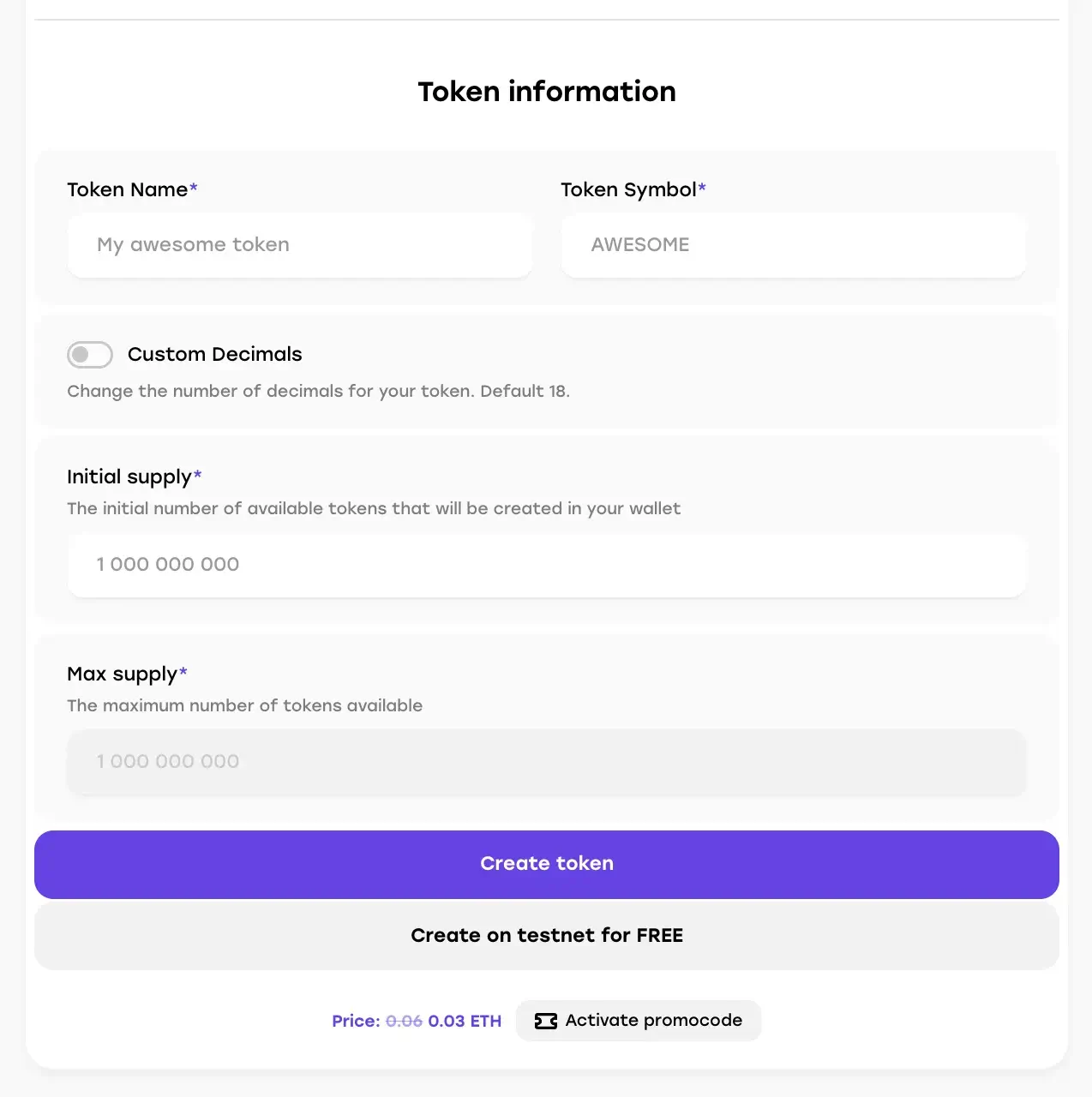 Input Token Information