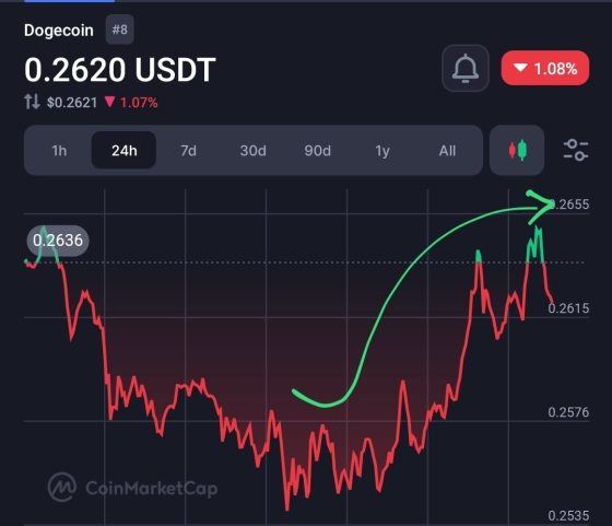 Price action of Dogecoin ($DOGE) following DOGE ETF News. Source: Coinmarketcap (CMC)